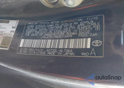 2011 Scion Tc из США, поврежденный, VIN JTKJF5C7XB3013499